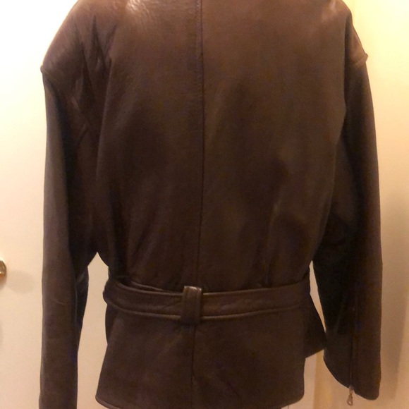 LANA Fashions - Brown genuine leather Aviator jacket - Picture 6 of 6